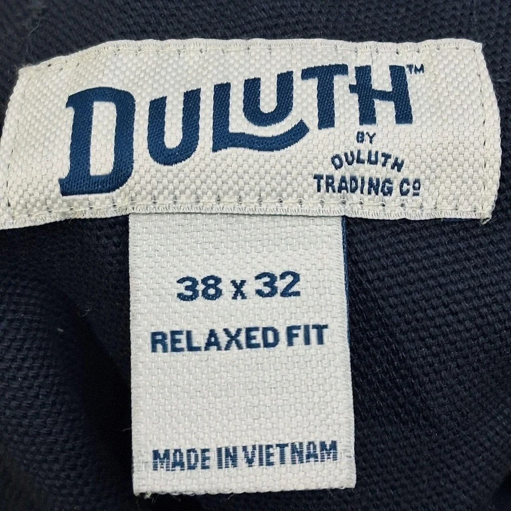 Duluth Trading Fire Hose Pants Mens 38x32 Blue Cargo Canvas Relaxed Work Utility